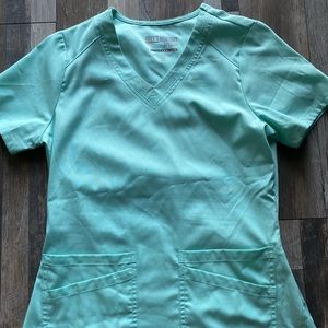 Grey’s anatomy teal scrubs.